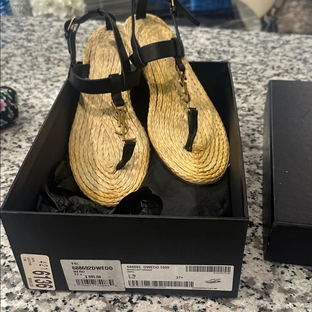 Yves Saint Laurent Black and Tan Espadrilles - Picture 1 of 1